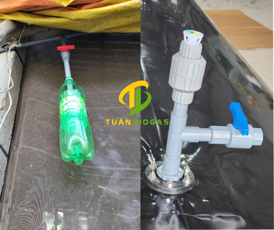Van tự xả Tuấn Biogas và xả khí bằng phương pháp Truyền thống